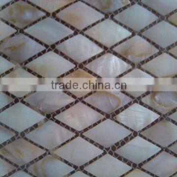 Natural white convex rhombus river mother of pearl oyster mosaic wall tile