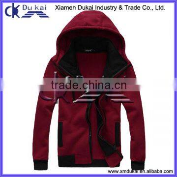 Men's knitted jacket with hood, men's jacket with inner placket, men's fleece jacket