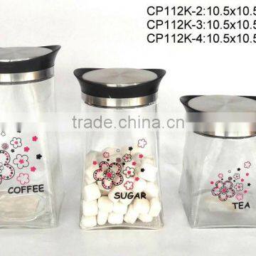 CP112 glass storage jar glassware with decal printing