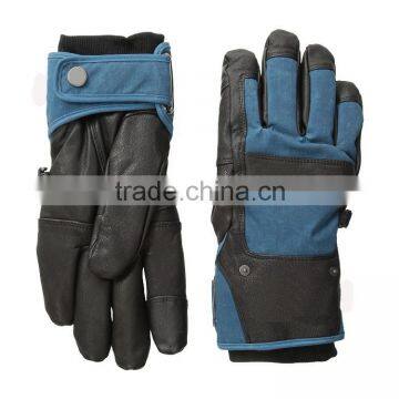 Man waterproof breathable leather palm snowboard ski gloves