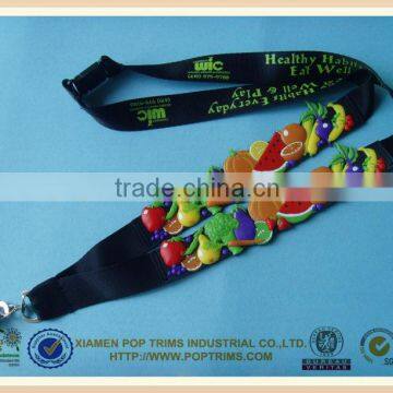 custom design lanyard with rubber,beautiful fruit logo