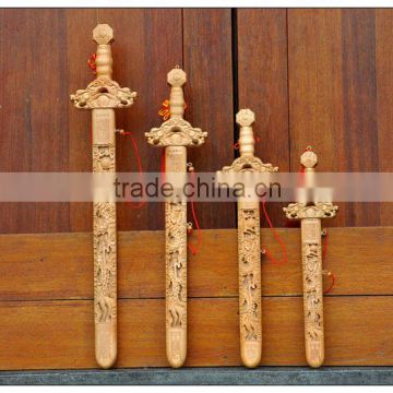 The lucky sword, the peach wood sword, wood crafts, home -guarding and fengshui, for security and peace home decoration