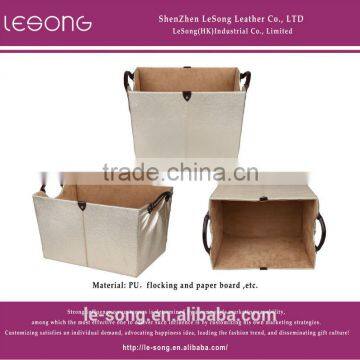 European Style White Leather Storage Basket For Homeuse