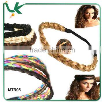 fashion wholesale colorful braided hair extensions headband