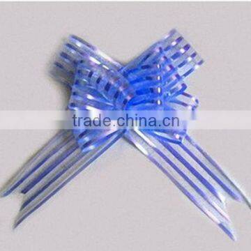 HOT SALE ! Striped Blue Organdy Ribbon Present Wrapping Decorative Butterfly Bow