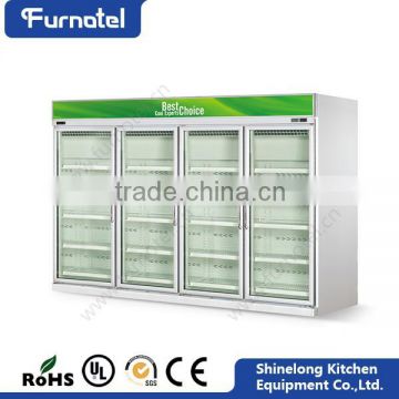 Professional Stainless Steel Display Vertical Showcase Refrigerator