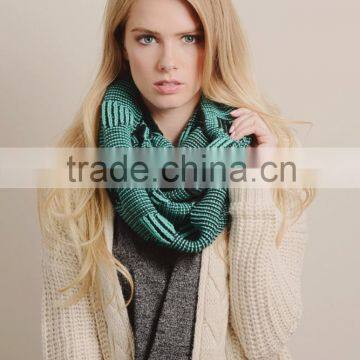 100% Acrylic Wholesale Women's Graphic Stitch Knit Infinity Scarf