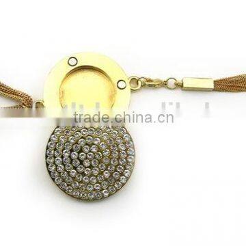 Fashionable Metal swivel closure solid perfume container /lip gloss necklace, with magnificent tassel ,various design, OEM desi