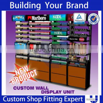 cigarette display unit supermarket retail rack wooden shelving