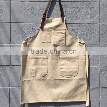 Custom Color Bib Canvas Work Apron With Webbing Waist Strap