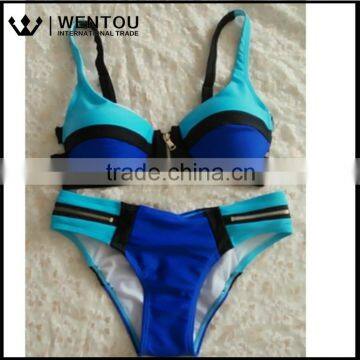 Women's Strappy Zipper Up Bandage Bikini Set