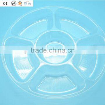 12" Plastic Crystal Clear Tray With 6 Sections