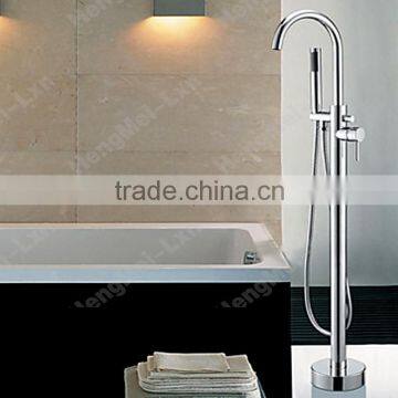 hot and cold mixing water bathtub faucet 2 way mixer tap with hand shower dual handle floor standing brass chrome faucet