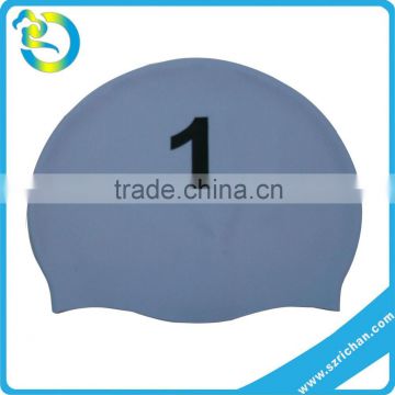 Best Quality in Adult or Kid size logo customized waterproof silicone rubber digital number print swim cap