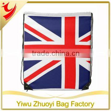 Lightweight Union Jack Flag Drawstring Sports Backpack Bag With printing