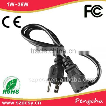 IEC C13 ac power cable with US 3 pin plug