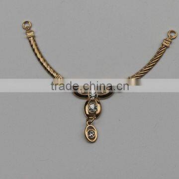 Rhinestone Chain Flower Design Zinc Alloy Gold Chain for Dress