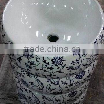 Decal Flower Paper Design Ceramic Ware Art Basin