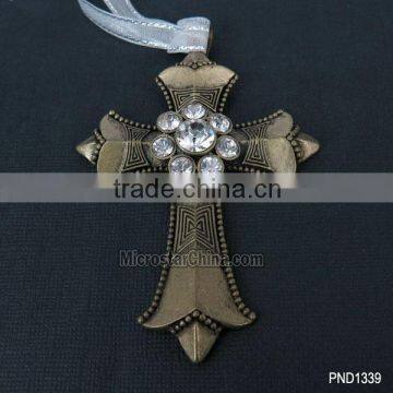 71*92mm Goldplated Fashion Wholesale Rhinestone Cross Pendant photo-3