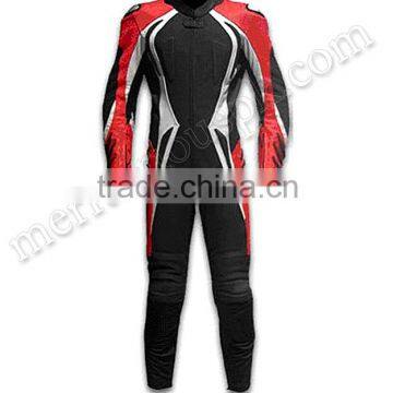 Red Black Leather Motorbike Suits