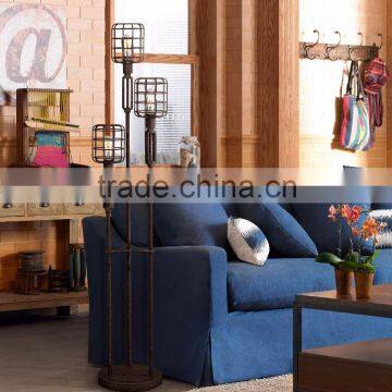 1024-27 Great for Urban Styles of Decor Light Your Home in Style With This Three-light Ndustrial Cage Rust Metal Floor Lamp photo-6