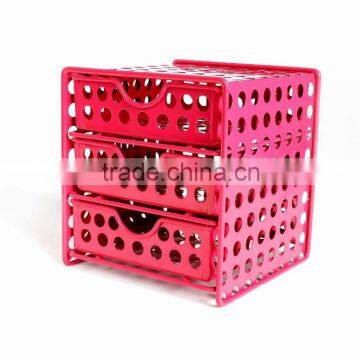 metal punched round hole small school 3tier file organizer