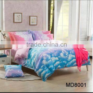 Low MOQ High quality disperse print Blue sky bed sheet set