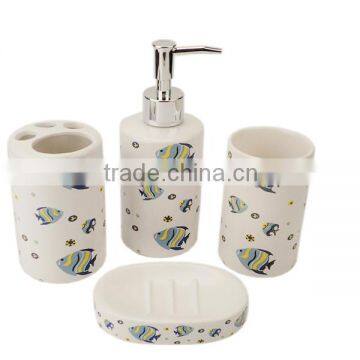 Colourful 4pcs Ceramic Bathroom Accessory Set photo-5