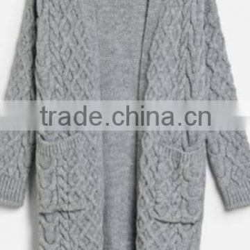 WOMENS SWEATER: NEW DESIGNED ACRYLIC ALLOVER CHUNKY CABLE LADIES CARDIGAN SWEATER