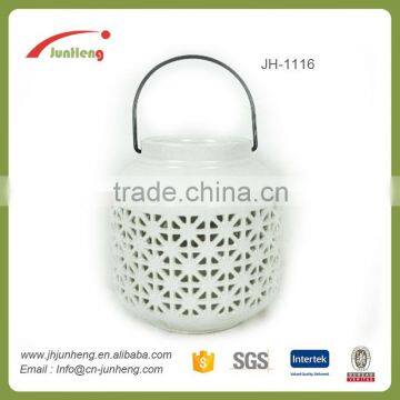 Gifts & Crafts glazed outdoor ceramic funeral lantern, outdoor ceramic garden lantern