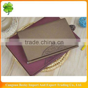 2015 brown or purple leather notebook with embossing pattern