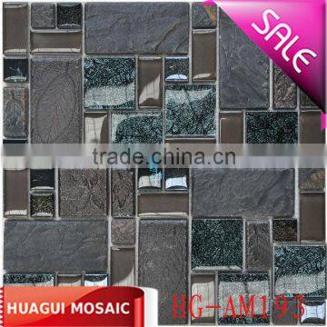 Crystal glass mixed porcelain mosaic tile