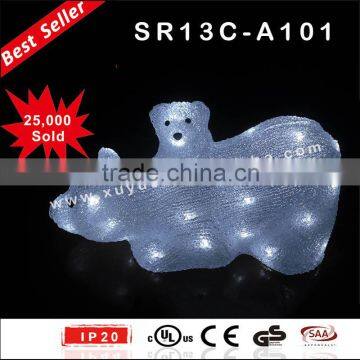 Outdoor Acrylic polar bear christmas decoration with LED light