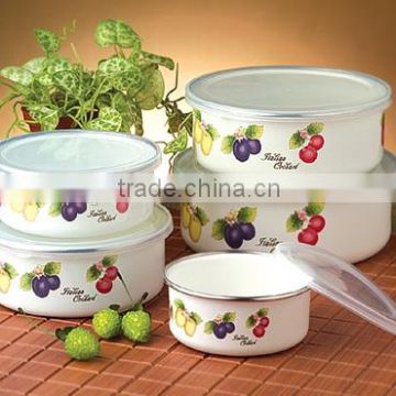 Stylish enamel food storage lunch bowl set