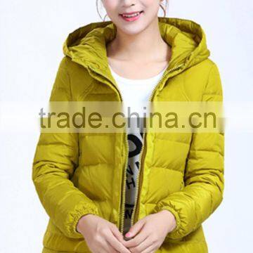 2016 fashion cheap ladies short down coat hooded down jacket for winter