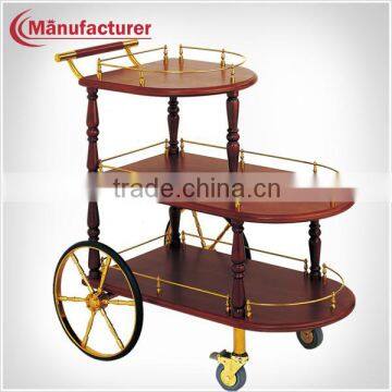 Mobile Food Cart Design/Deluxe Wooden Liquor Delivery Trolley/Wine Service Cart in Five Star Hotel