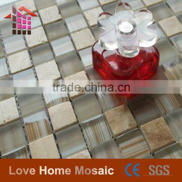 China Factory Direct Sales glass mix stone mosaic tile, glass stone mosaic for home decoration (size 12'x12')
