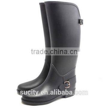 clear solid color black women waterproof gumboots with buckle