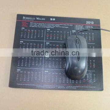 2016 Calendar rubber mouse pad , Non slip rubber mouse pad