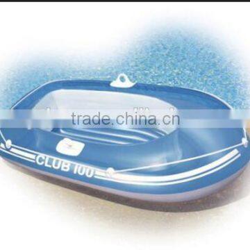 Blue pvc inflatable fishing boat for entertainment, sports water rowing boat