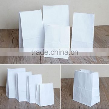 Flat White Kraft Paper Bag Square Bottom for Food Packaging