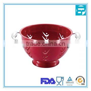 Stainless steel red colander with ss wire handle