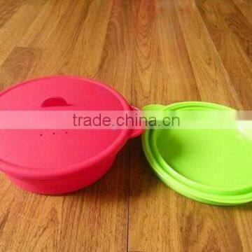 High quality! foldable round shaped silicone travel food steamer