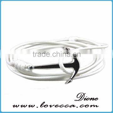 2016 Top Selling Simple Design Anchor Braided Leather Bracelet photo-6