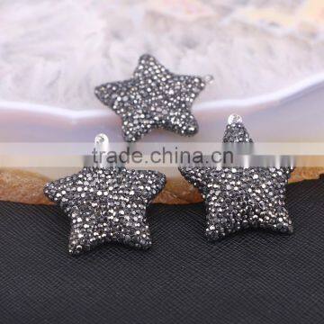 Star Shape Pave Crystal Rhinestone Gem stone Druzy Pendant, Simple Design Pendant Jewelry For Women