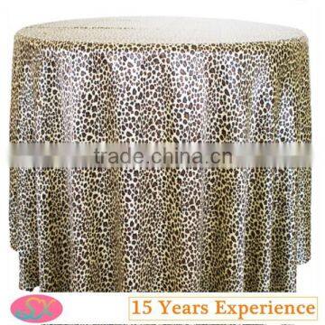 100%Polyester Leopard Print Table Cloth For Hotel/Banquet