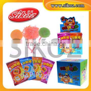 SIKOZ Brand good flavor fruity round stick popping lollipop candy with sour powder