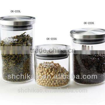 hand made heat resisting borosilicate glass jar with metal lid