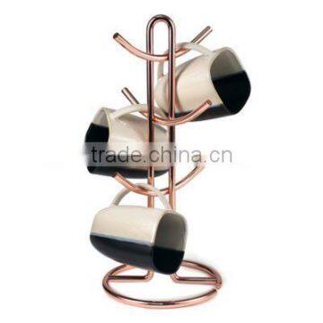 Copper Metal Wire Mug Holder, Mug Stand, Mug Tree 6- cups PURE COPPER MUG