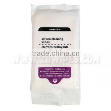 20CT Antistatic Cleaning Tissue Wet Wipe For Screen